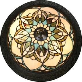 Béžovo-hnedá stropná lampa Tiffany Delafosse - Ø 37*19 cm E14/ 2*40W