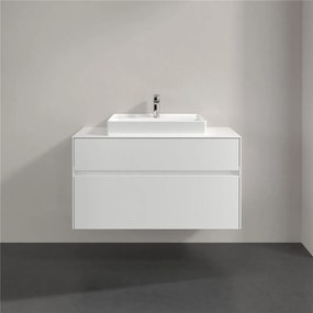VILLEROY &amp; BOCH Collaro závesná skrinka pod umývadlo na dosku (umývadlo v strede), 2 zásuvky, 1000 x 500 x 548 mm, White Matt, C01900MS