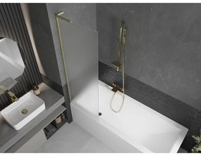 Mexen Next L, 1-krídlová vaňová zástena 60 x 150 cm, 6mm sklo námraza, zlatý matný profil, 895-060-000-03-30-55