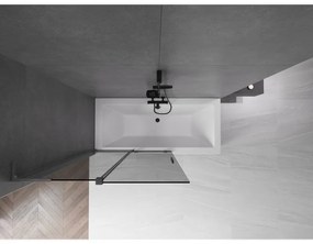 Mexen Velar L, 2-krídlová posuvná vaňová zástena 110 x 150 cm, 8mm šedé sklo, brúsený grafit, 896-110-003-41-66