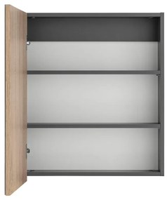 Sivá nástenná kúpeľňová skrinka so zrkadlom Støraa Wisla, 60 x 70 cm