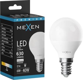 Mexen Nova, LED žiarovka E14, G45, 6W, neutrálna - 4000K, 630 lm - L101-E14-0640-01