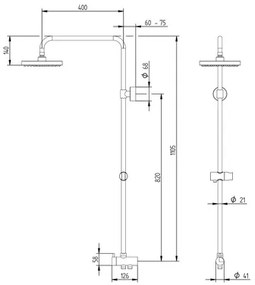 Sprchový systém Schulte Modern DuschMaster Rain III chróm s prepínačom D969262 02