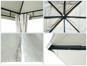 Pergola HWC-J63 so strechou a bočnou stenou 3x3m - krémová