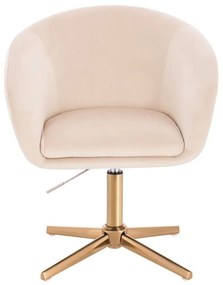 LuxuryForm DESIGN Stolička VENICE VELUR na zlatom kríži - krémová