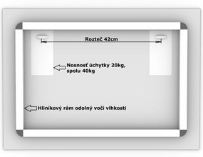 LED zrkadlo Romantico 140x80cm teplá biela - diaľkový ovládač Farba diaľkového ovládača: Biela