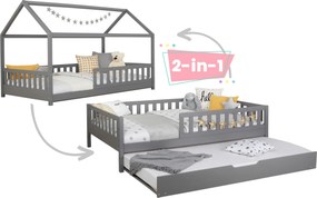 XXXLutz POSTEĽ S VÝSUVNÝM LÔŽKOM, 120/200 cm svetlosivá MID.YOU - Detské izby - 000406011136