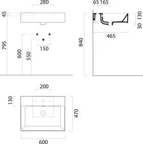 GSI GSI, KUBE X keramické umývadlo 60x47cm, bez otvoru, biela ExtraGlaze, 9431011