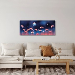Obraz púpav s modrým motýľom (120x50 cm)