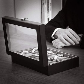 Box na hodinky Watch, 30x8,5x21 cm, čierna/sivá