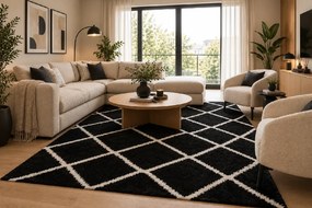 Koberec Boho 613 BLACK/CREAM rozmery koberec: 60x100 cm
