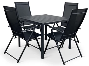 Záhradný jedálenský set Viking M + 4x kovová stolička Pia