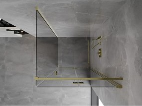 Mexen Mist-F T, 1-krídlový skladací sprchový kút pravý 95 x 95 cm, číre sklo, zlatý lesklý profil, 8A6T-095-095-50-00-P