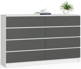 Komoda K160 8SZ CLP biela / sivá