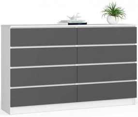 Komoda K160 8SZ CLP biela / sivá