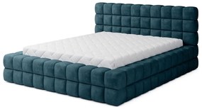 Modrá čalúnená dvojlôžková posteľ s úložným priestorom s roštom 180x200 cm Dizzle – ELTAP