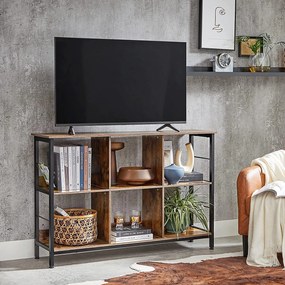 Knižnica, polica so 6 priehradkami, vintage hnedá