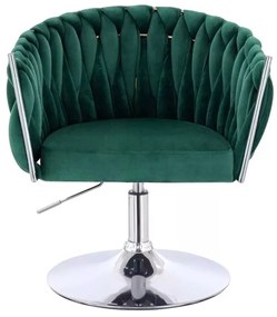 LuxuryForm DESIGN Stolička NORDEN VELUR na striebornom tanieri - zelená