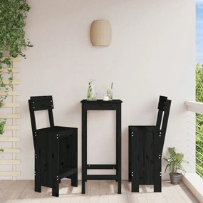 Barové stoličky 2 ks čierne 40x48,5x115,5 cm borovicový masív 825363