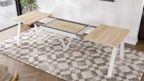 AVERY Dub Sonoma / biela spodná časť - LOFTOVÝ / PRIEMYSELNÝ STÔL DO OBÝVAČKY/ JEDÁLNE ROZKLADACÍ DO 330 cm!
