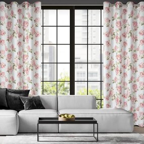 Dekorstudio Záves AVANI 140x250 cm biely s ružami stredná tienivosť 100% polyester