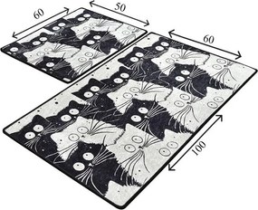 Čierne/sivé kúpeľňové predložky v súprave 2 ks 60x100 cm White Cats – Foutastic
