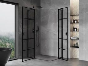 Mexen, Mexen Mist L Duo sklápací sprchový kút 100 x 90 cm, čierna mriežka - 8A4L-100L-090P-70-77