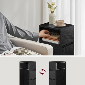 Úzky nočný stolík so zásuvkami, wenge - čierna