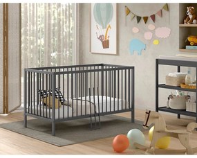 Antracitovosivá postieľka z borovicového dreva 70x140 cm DINO – Vipack