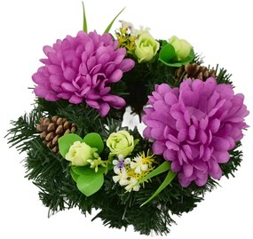 Dušičkový venček Fialové chryzantémy, 20 cm