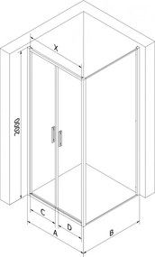 Mexen Exo, výklopná sprchová kabína, dvere 110 cm + bočná stena 70 cm, transparentné sklo, chróm, 814-110-070-01-00
