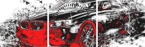 Obraz - Maľované auto v akcii (s hodinami) (90x30 cm)
