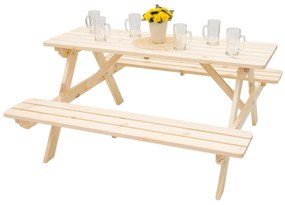 DEOKORK Masívny drevený pivný set z borovice 160 cm hrúbka 28 mm