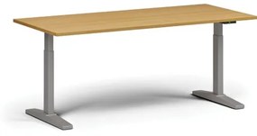 Výškovo nastaviteľný stôl, elektrický, 675-1325 mm, doska 1800x800 mm, sivá podnož, buk