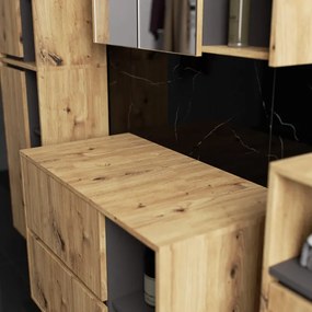 Kúpeľňová zostava VAMI s otvormi na umývadlo, dub artisan / grafitová / sivá