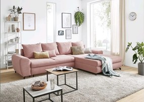 Rohová sedacia súprava Yoko, ružová látka