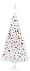 Umelý vianočný stromček s LED a súpravou gulí biely 300 cm 3077837