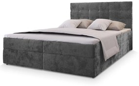 Čalúnená posteľ boxspring GLORIEN VELVET 180x200 cm sivá Matrac: Matrac Bonell pružinový