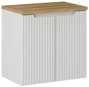 Závesná skrinka pod umývadlo Nova Biela II s doskou 60 cm biela/dubový dekor