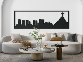 drevko Obraz Rio de Janeiro panoráma Rozmer obrazu: 29,5 x 89 cm, Farba dekorácie: Čierna