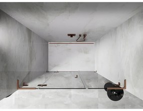 Mexen Lunar L, Otočné ľavé sprchové dvere 155 cm, 8mm číre sklo, medený matný profil, 834SL-155-050-65-00-L
