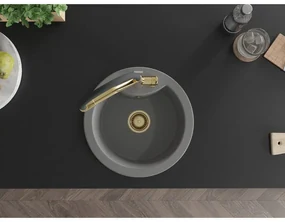 Mexen Diego, 1-komorový granitový drez 488x488x167 mm a drezová batéria Duo, šedá, 6512-71-671701-57-G