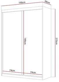 ŠATNÍKOVÁ SKRIŇA EMA 150 cm BIELA