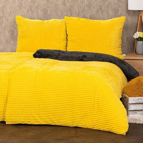 4Home Obliečky mikroflanel Stripe žltá, 140 x 200 cm, 70 x 90 cm