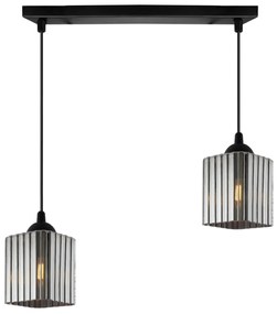 Závesné svietidlo Riffle Square, 2x grafitové sklenené tienidlo, b