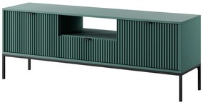 Televizní stolek Nova 154 cm zelený/černý rám a černé úchytky