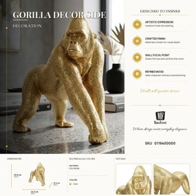 Dekoratívna soška Gorilla Side zlatá