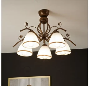 Lamkur Prisadený luster RETRO 5xE27/60W/230V bronz patina LA56142