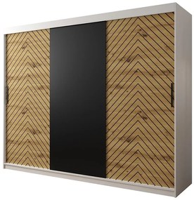 Skriňa Jodełka 250 biely/dub Artisan/čierna