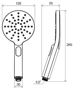 Ravak X07P233 - Ručná sprcha s tlačidlom FLAT lesklý chróm